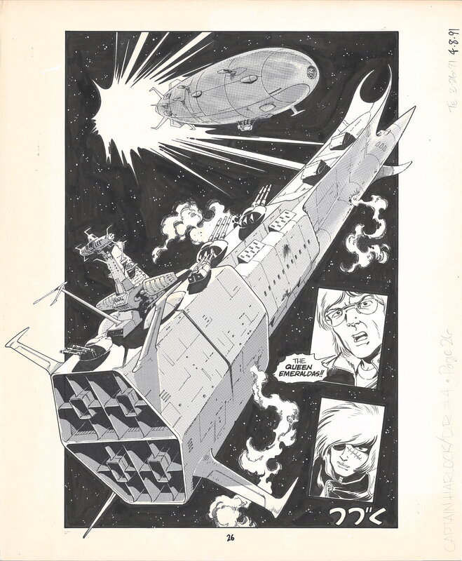 En vente - Leiji Matsumoto, Tim Eldred, Captain Harlock | Albator, le corsaire de l'espace | Queen Emeraldas | Deathshadow Rising #4 pg.26 - Planche originale