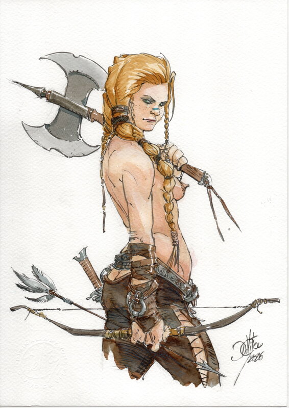 En vente - Vikingue par Giulio De Vita - Illustration originale
