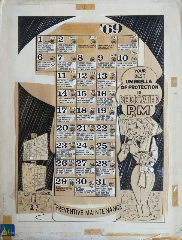 En vente - Will Eisner, Military Calender July 1969 - Planche originale