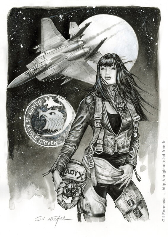 Gil Formosa, Lady X - F15- Buck Danny - Original Illustration