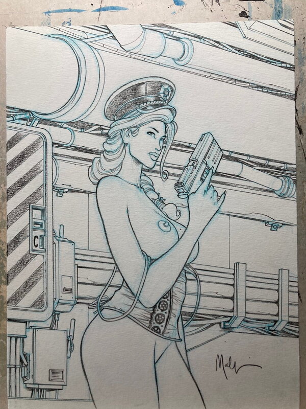 Pin up Golden City by Nicolas Malfin - Original Illustration