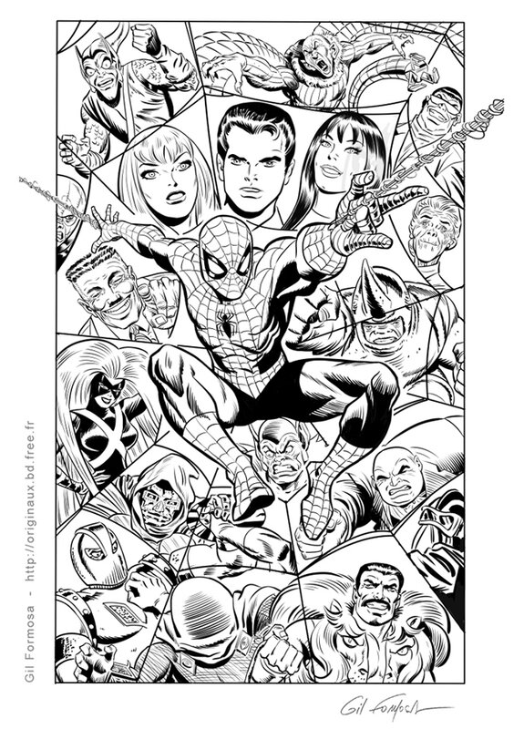 Spider-Man & Cie par Gil Formosa, John Romita, Steve Ditko, Stan Lee - Illustration originale