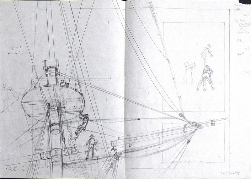 En vente - Patrice Pellerin, Croquis préparatoire n°3 pour L'épervier - Œuvre originale
