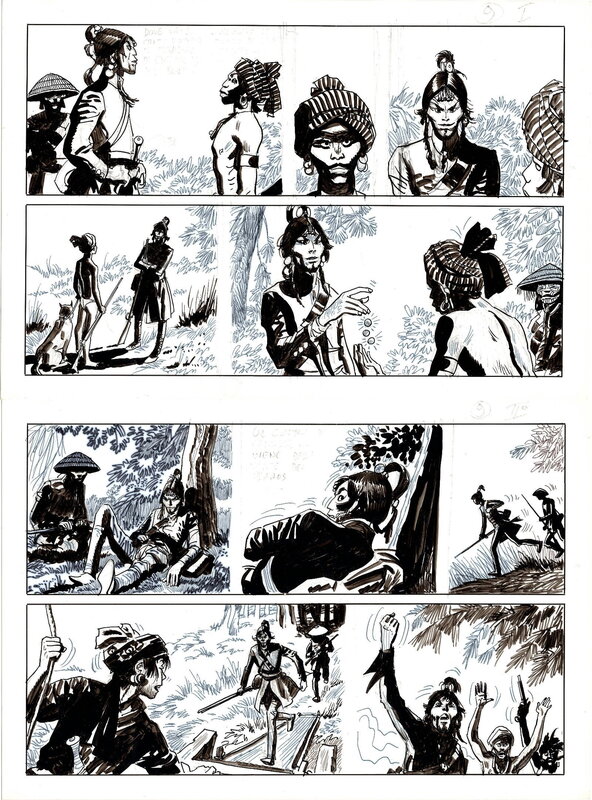 En vente - Hugo Pratt, Mino Milani, Sandokan - Le Tigre de Malaisie - Planche originale