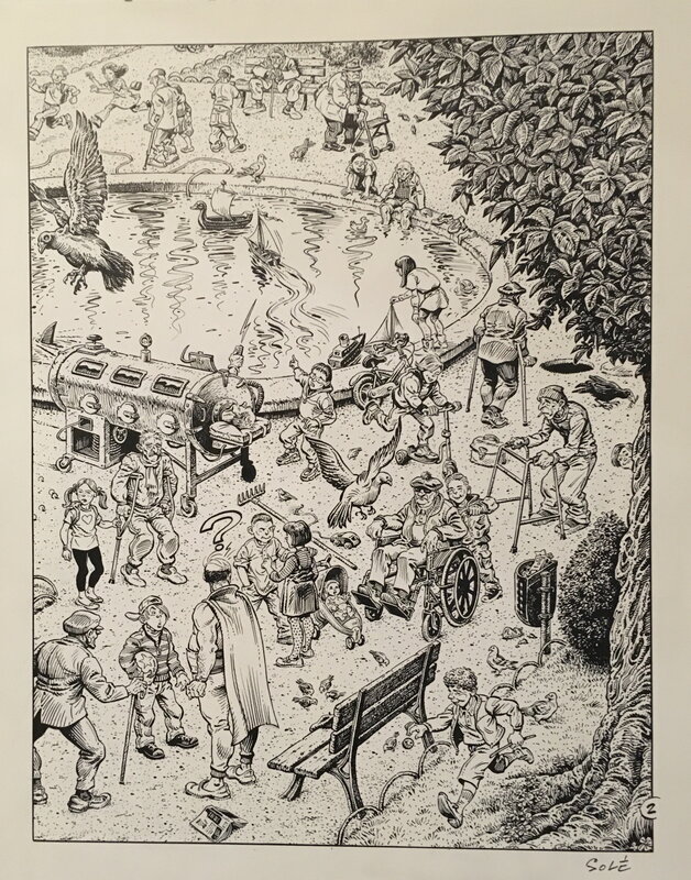 En vente - Jean Solé - Superdupont tome 7 : In vitro Veritas - Planche originale