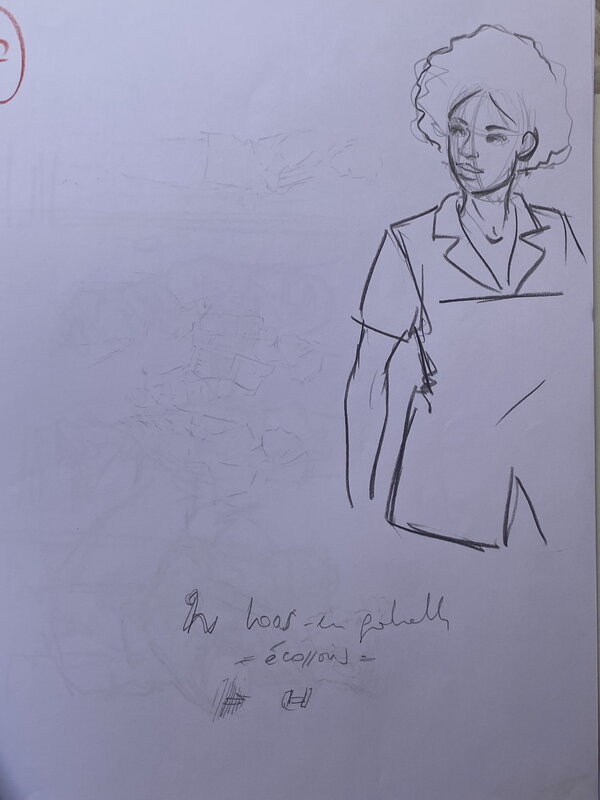 Stéphan Agosto, croquis préparatoire, étude de case, l'infirmière, 
