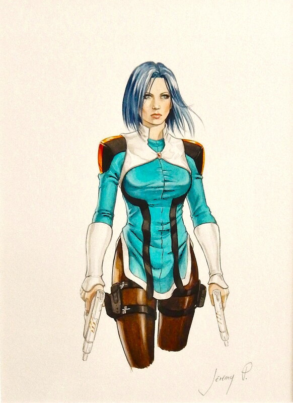 En vente - Femme en bleu par Jérémy - Planche originale