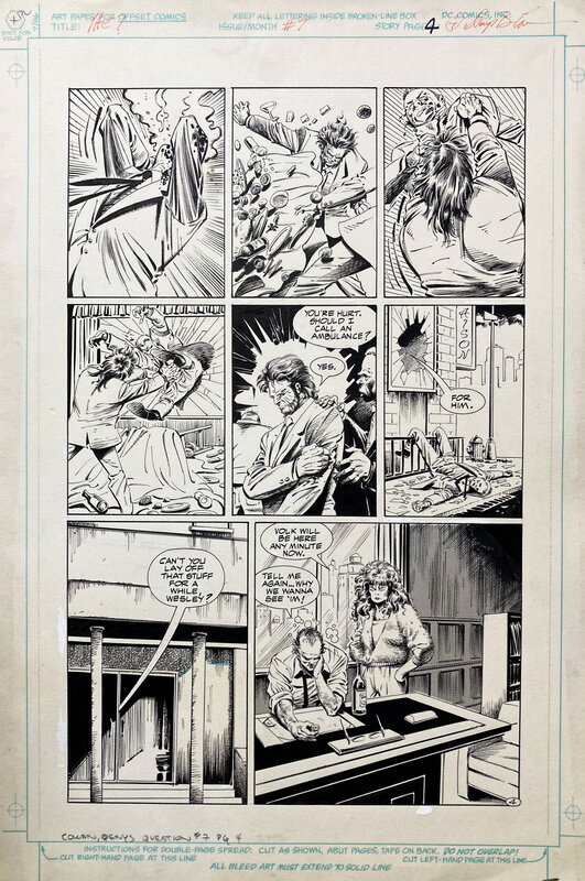 En vente - The Question #7 p4 par Denys Cowan - Planche originale