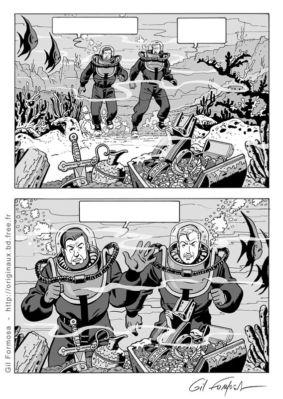 Gil Formosa, BLAKE et MORTIMER Publicité strip 2 - Planche originale