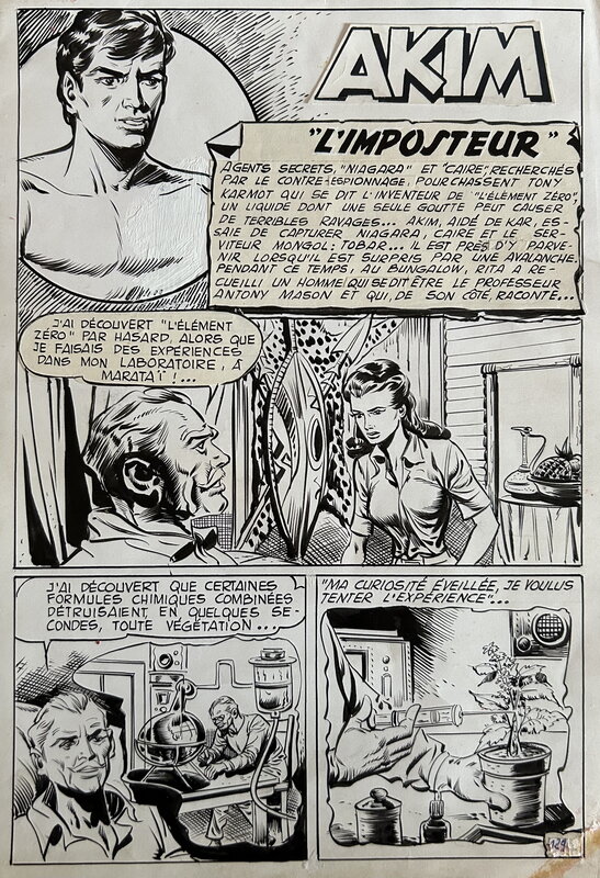 Pedrazza, Akim, L’imposteur, planche n°1 titre,  Akim#97,1963. - Comic Strip
