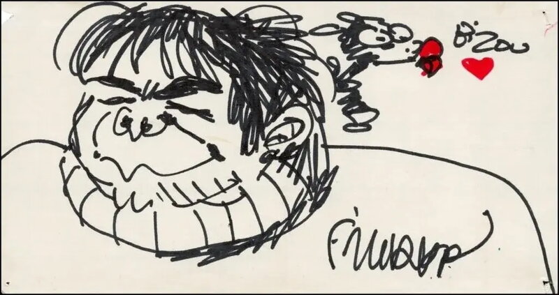 F'murr, dessin original, portrait de François Walthéry. - Illustration originale