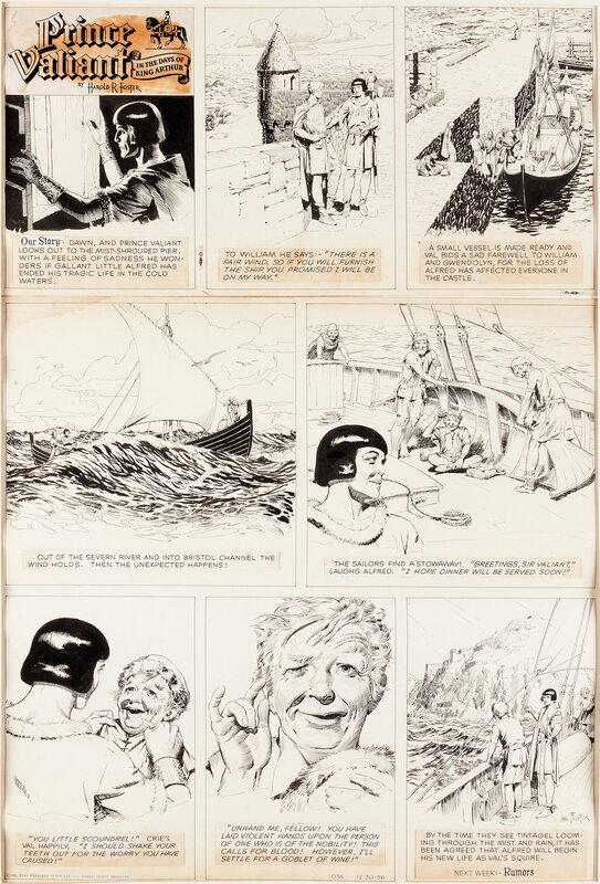 Hal Foster, Prince Valiant - La légende de Sire Quintus - #1038 30 Dec 1956 - Planche originale