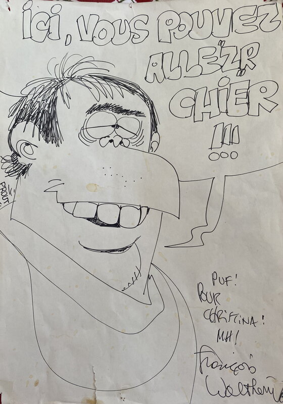 François Walthéry, illustration originale, autoportrait. - Illustration originale