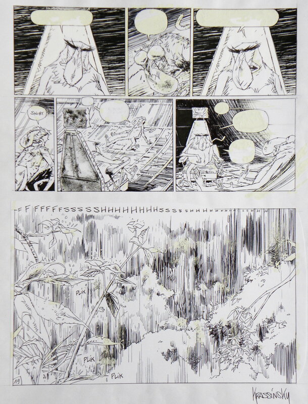 En vente - » Le Singe qui aimait les fleurs  » – Planche originale n° 19 – Jean-Paul Krassinsky - Illustration originale