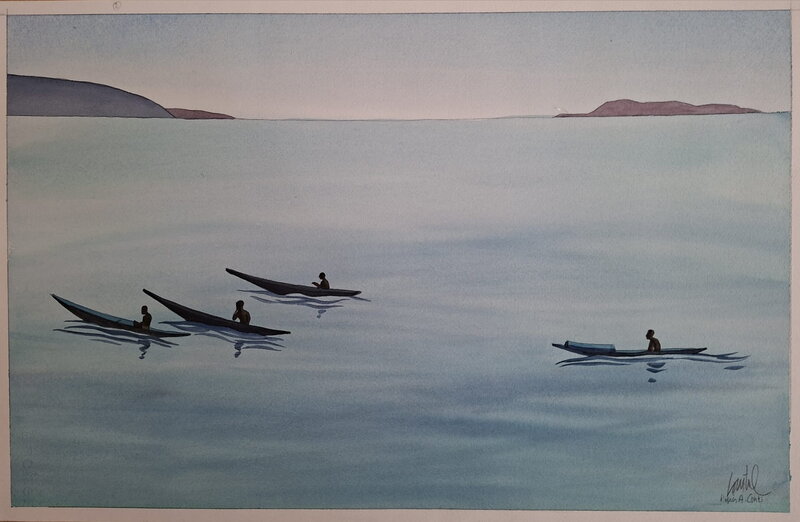 Jacques de Loustal, Les vaillants piroguiers - Original Illustration