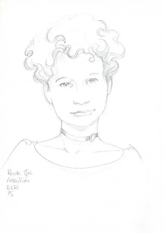 Étienne Le Roux, illustration originale, portrait de la compagne d'un des huit Héros de la série 