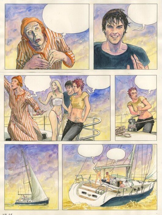 En vente - Milo Manara, L'odyssée de Giuseppe Bergman T9 - Planche originale