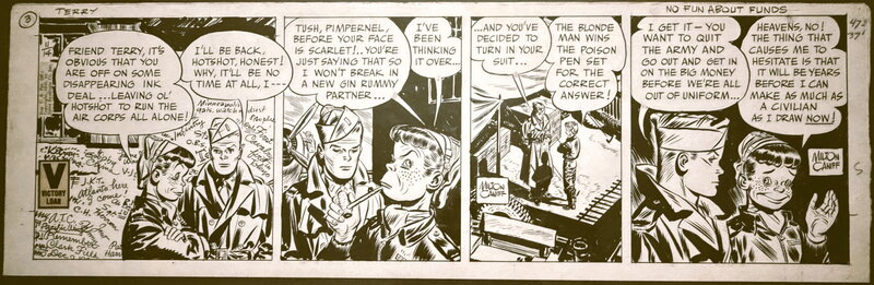 Milton Caniff, Terry et les Pirates - No Fun about Funds - Planche originale
