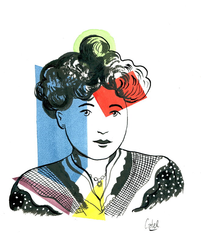 For sale - Catel, Dessin original réalisé pour l’exposition institutionnelle «Alice Guy, l’étoile oubliée» - Original Illustration