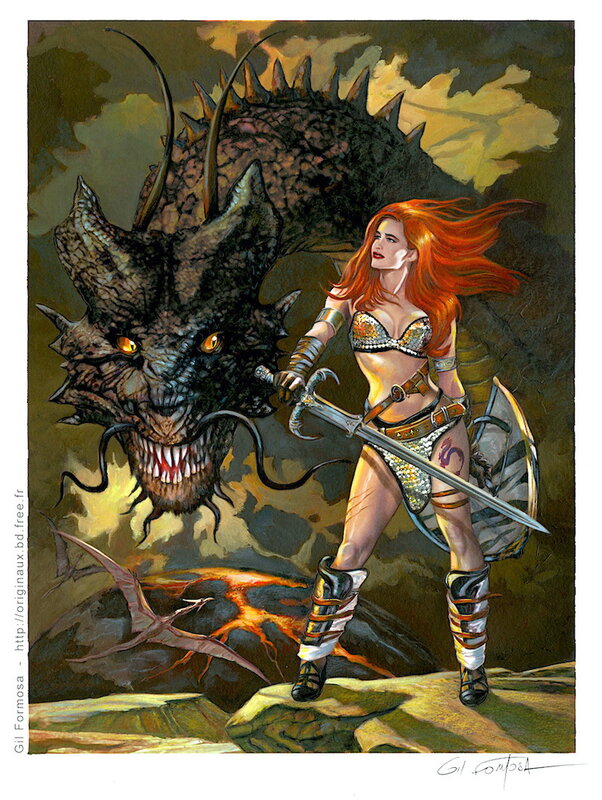 RED SONJA Dragon par Gil Formosa - Illustration originale