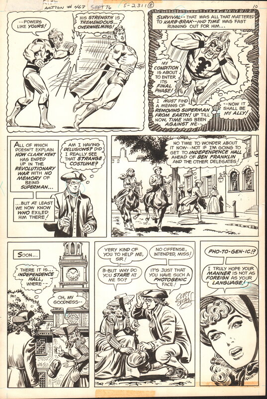 Action Comics 463 par Curt Swan, Blaisdell Tex - Planche originale