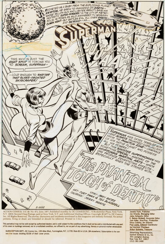 Curt Swan, Tex Blaisdell, Action Comics 472 Title Splash - Planche originale