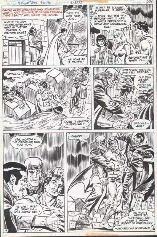 Curt Swan, Francisco Chiaramonte, Superman 344 Superman vs.Dracula and the monster of Frankestain - Planche originale