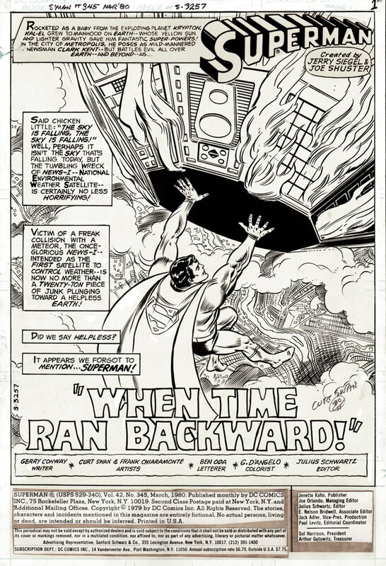 Curt Swan, Francisco Chiaramonte, Superman 345 Title Splash - Planche originale