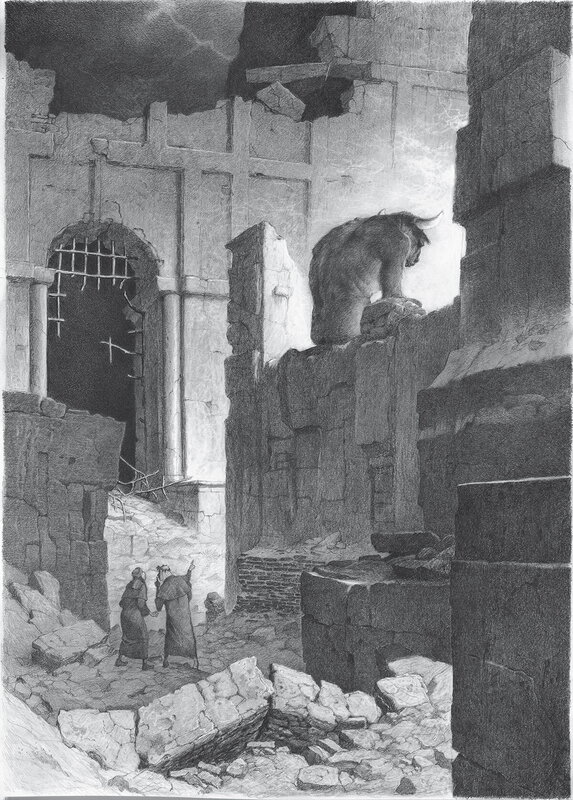 En vente - Paul et Gaétan Brizzi, L'enfer de Dante - Le Minotaure - Planche originale