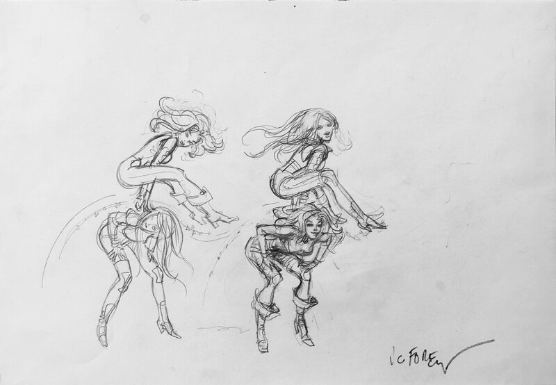 Jean-Claude Forest, Jean-Claude Mézières, Curiosité : Cadeau de Forest à Mézières - Original Illustration