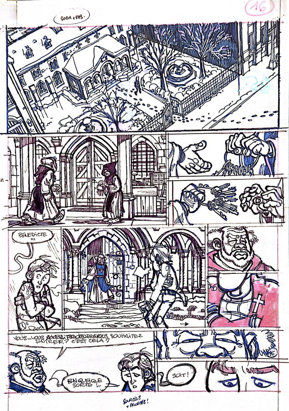 En vente - Bruno Gazzotti, Tome, SODA - storyboard planche n°16 - Fureur chez les Saints - Œuvre originale