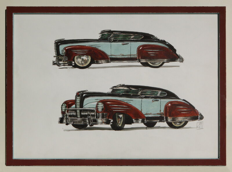 Ledroit - Sha - Dessin Préparatoire Voiture Blindée - Original Illustration