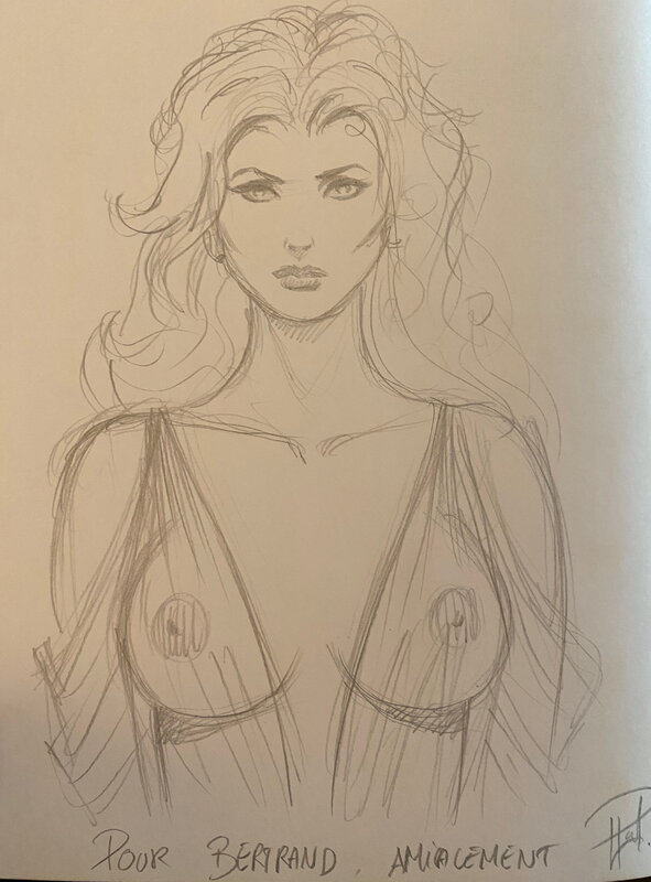 Laurent Paturaud, crayonné original, portrait de Camilla, 