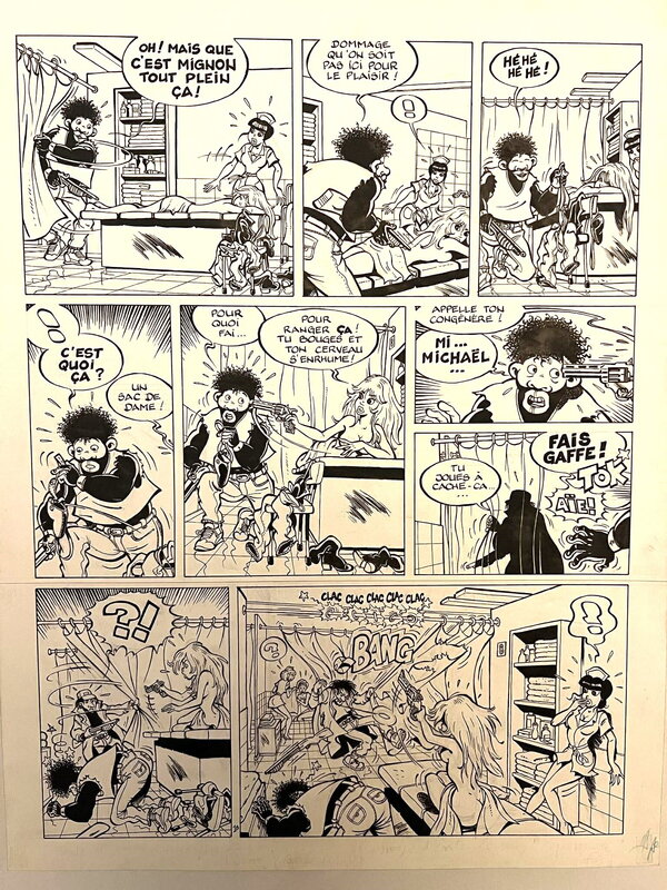 En vente - Dragan De Lazare, François Walthéry, Rubine - Fenêtre sur rue - Planche originale