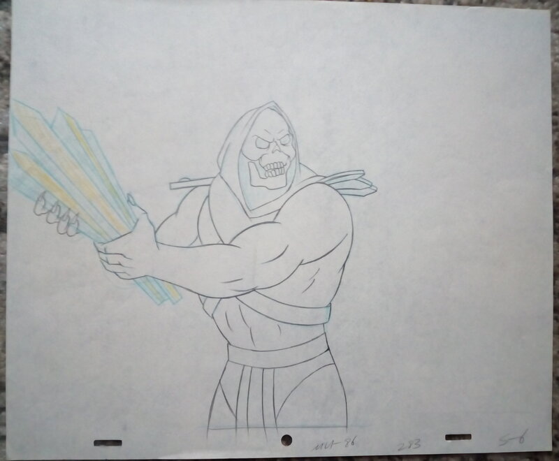En vente - studio filmation, Dessin d'animation original he-man skeletor (les maitres de l'univers) - Planche originale