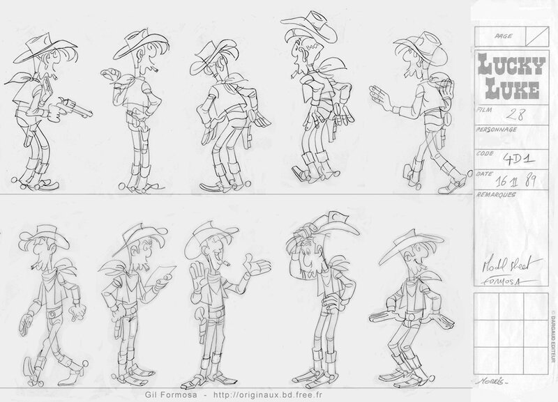 Gil Formosa, Morris, René Goscinny, Lucky LUKE Model Sheets - Planche originale
