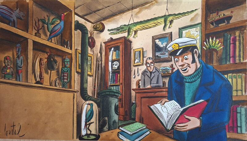 Loustal, Florent Bénard, Oscar et la baleine carrée - Illustration originale