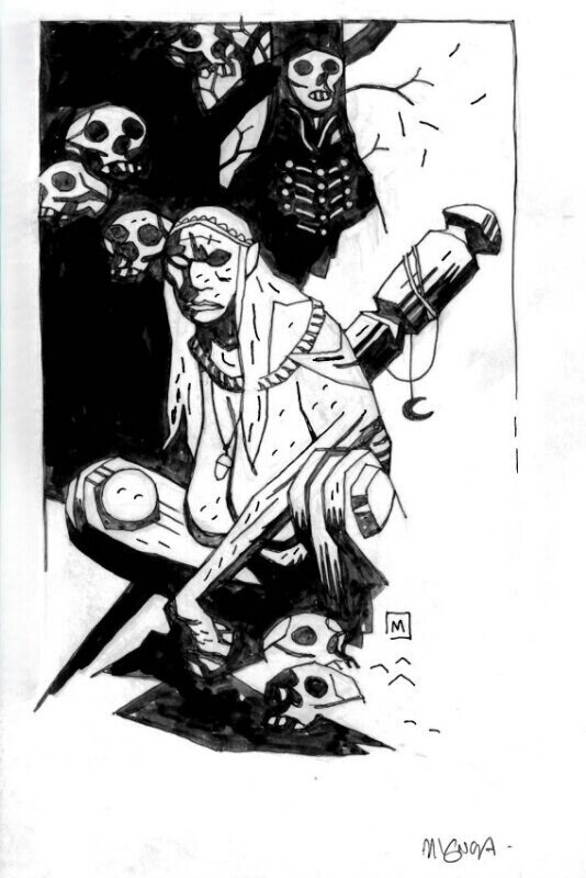 Baba Yaga par Mike Mignola - Illustration originale