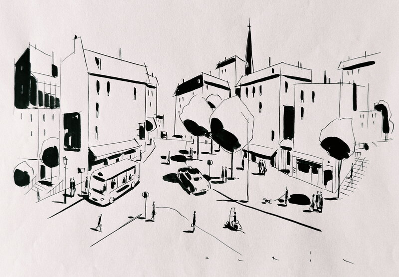 Quartier d'Avril - Original Illustration