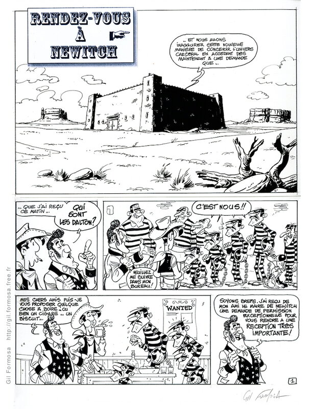 Gil Formosa, Morris, René Goscinny, Lucky LUKE Hommage à MORIIS  P01 - Planche originale