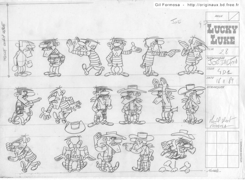 Gil Formosa, Morris, René Goscinny, Lucky LUKE - JOE DALTON Model Sheet - Original art