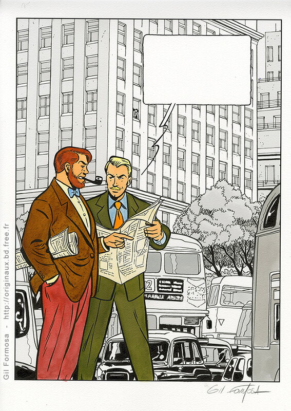 Gil Formosa, Edgar Pierre Jacobs, BLAKE et MORTIMER City (Publicité) - Original Illustration