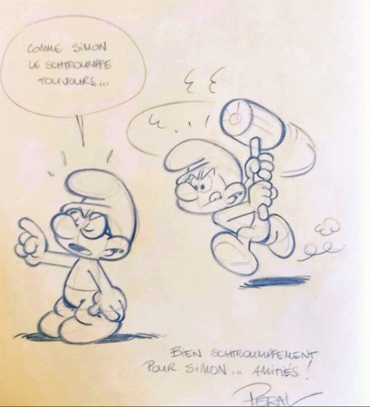 Dédicace Schtroumpfs - Alain Péral - Sketch