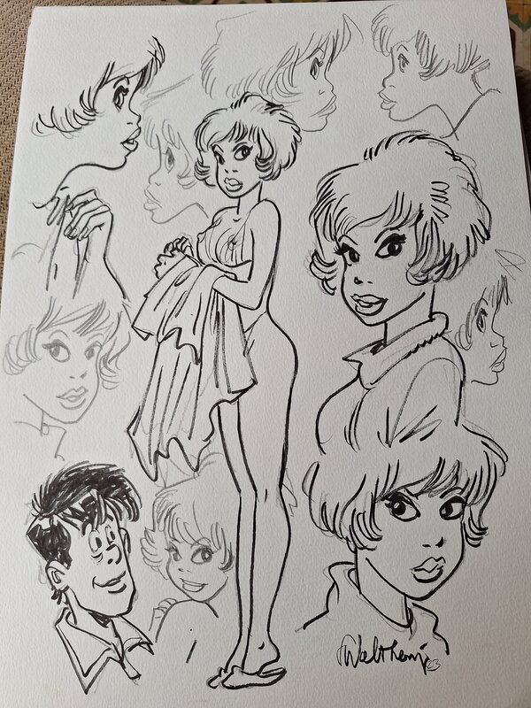 For sale - François Walthéry, Diverses Natacha avec Walther - Original Illustration