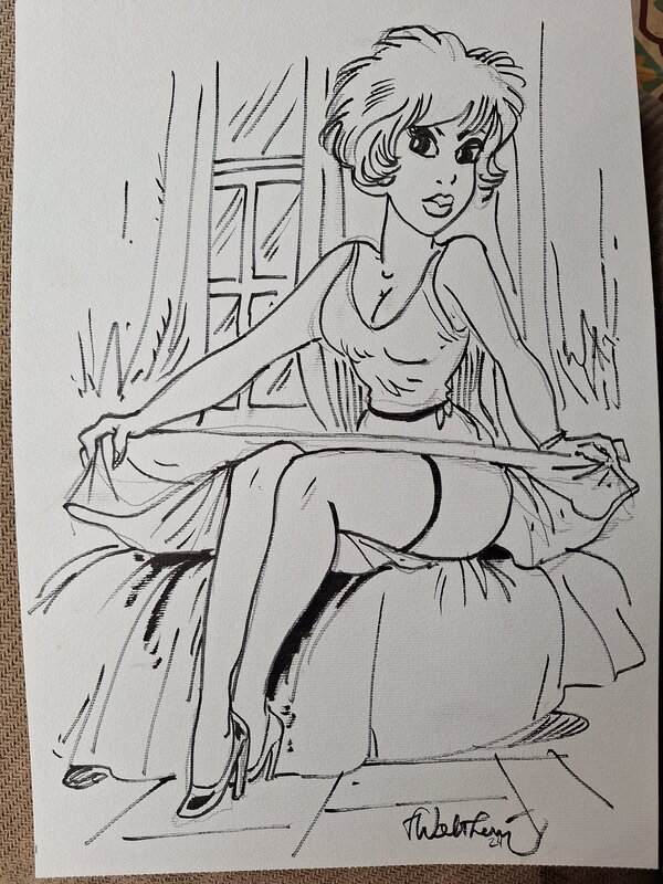 For sale - Natacha divan by François Walthéry - Original Illustration