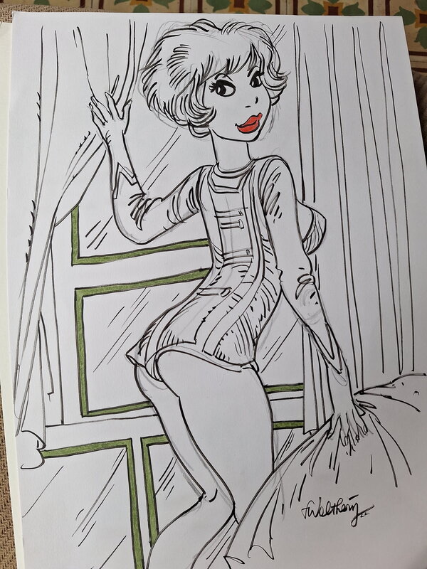 For sale - François Walthéry, Natacha rehaussée de couleurs - Original Illustration