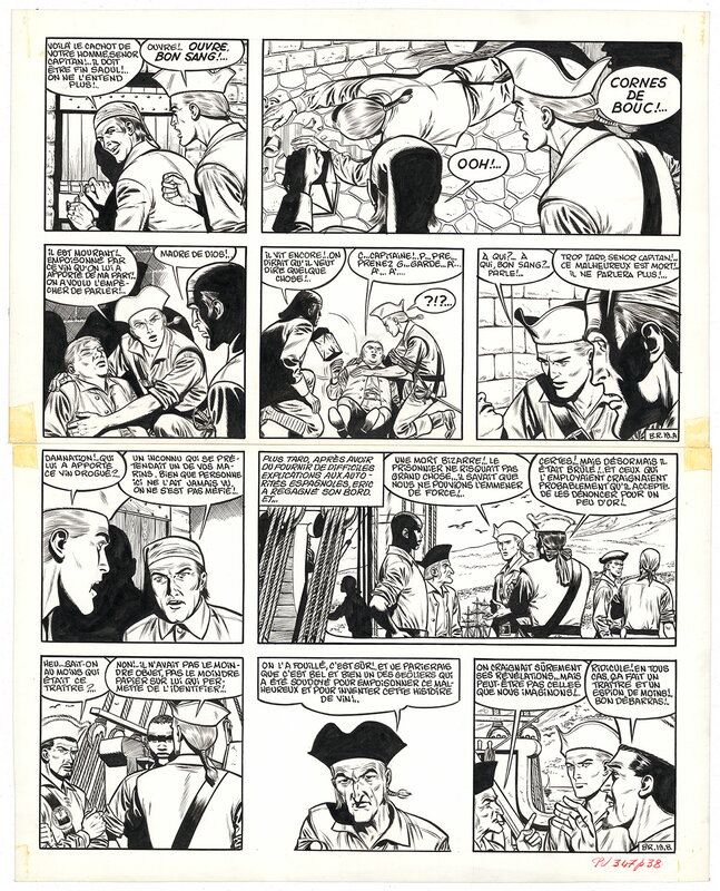 Jean-Michel Charlier, Victor Hubinon, Barbe-Rouge - Barbe-rouge a la rescousse - T13 p19 - Planche originale