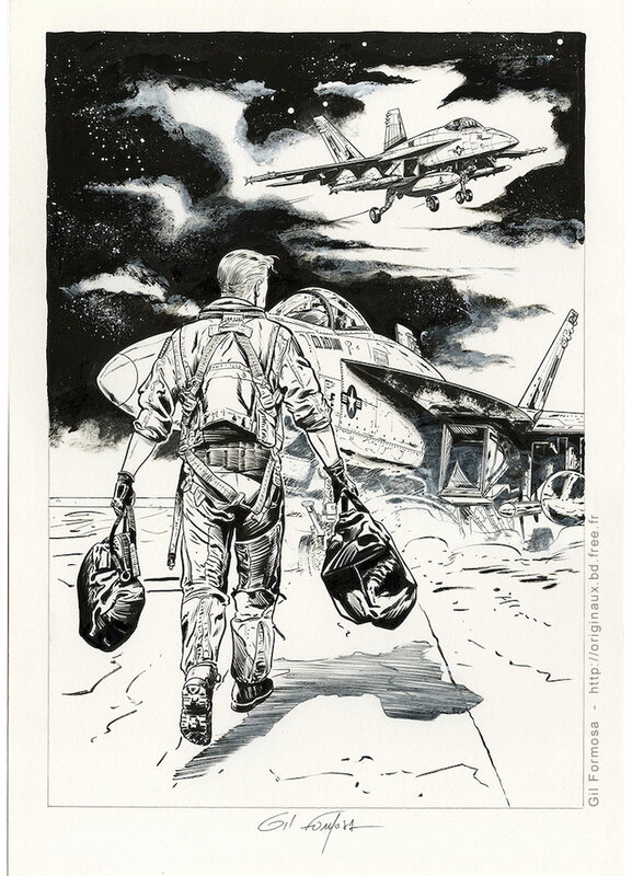Gil Formosa, Buck DANNY F-18 Tarmac - Planche originale