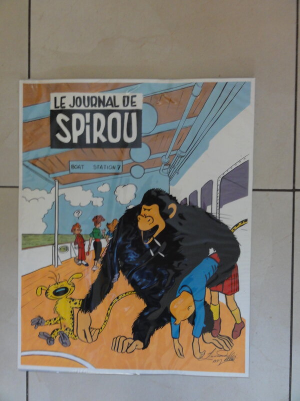 En vente - Leonardo Di Matteo, Hommage à Franquin et Hergé - Planche originale