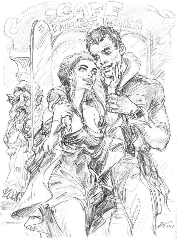 Kas, L'homme sans visage / Człowiek bez twarzy - Illustration originale